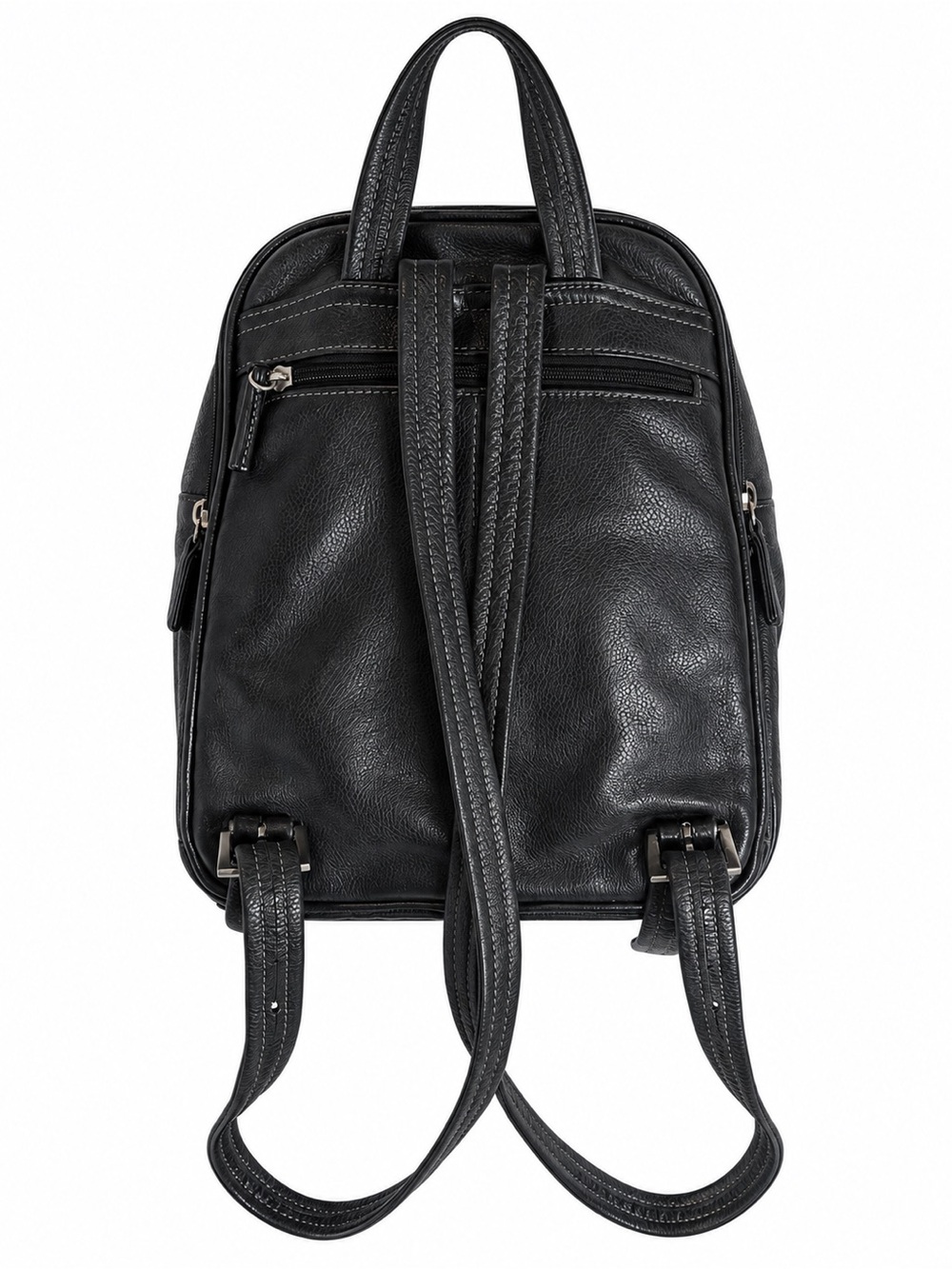 Tignanello Black Genuine Leather Women’s Backpack Purse Classic Older Style - Picture 2 of 14